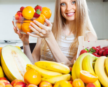 happy woman with various fruits 1 happy woman with various fruits 1