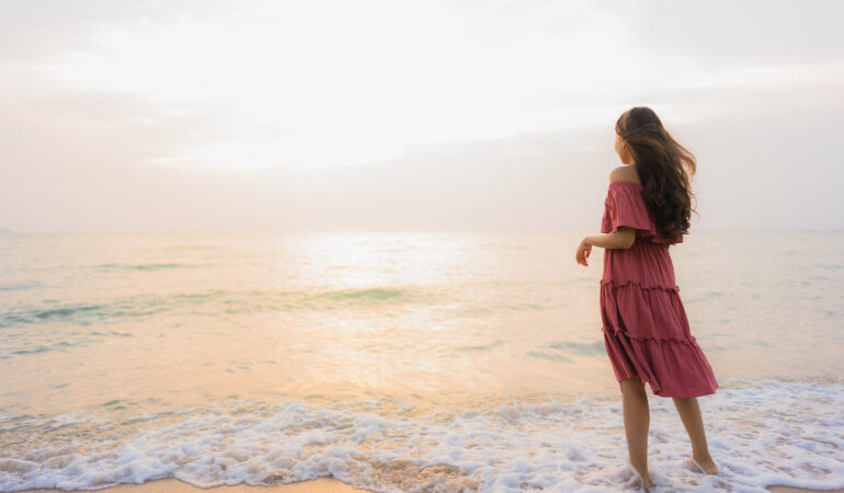 portrait beautiful young asian woman happy smile leisure beach sea ocean portrait beautiful young asian woman happy smile leisure beach sea ocean