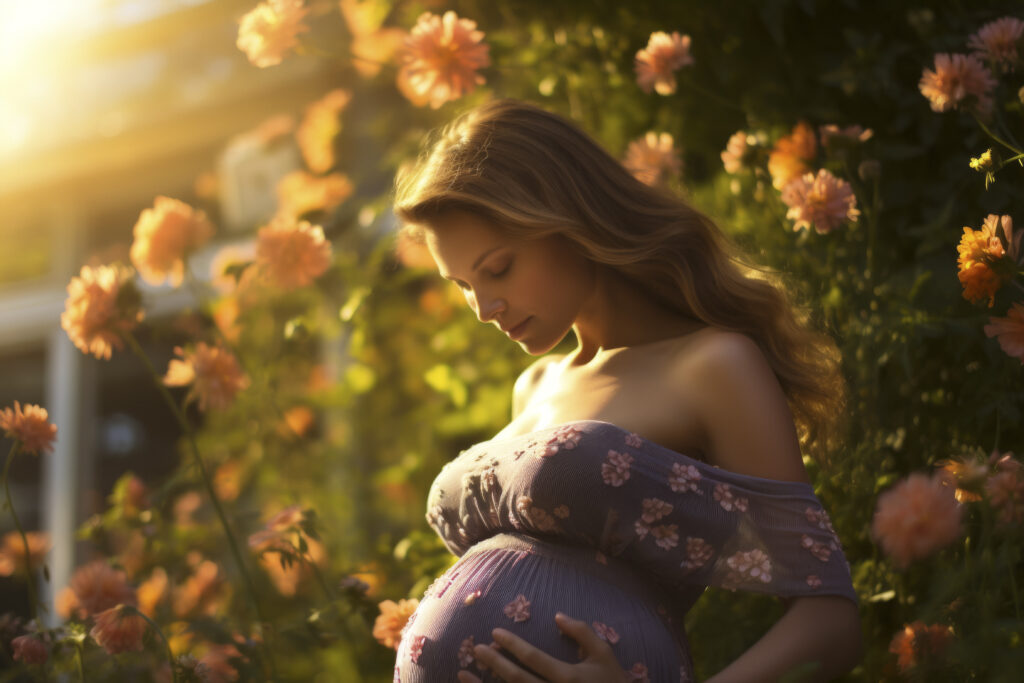 side view pregnant woman nature side view pregnant woman nature