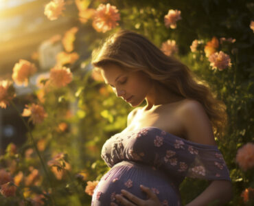 side view pregnant woman nature side view pregnant woman nature